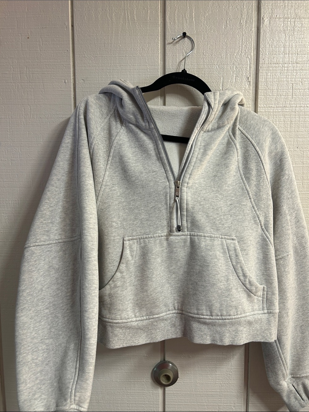 Light Gray Half-Zip Hooded Women's Sweater
